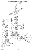 PUMP AND SPRAY ARM PARTS Diagram and Parts List for DU811SWPQ0  Whirlpool Dishwasher