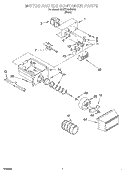 MOTOR AND ICE CONTAINER Diagram and Parts List for 3XART710GW00  Whirlpool Refrigerator