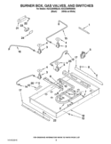 BURNER BOX, GAS VALVES, AND SWITCHES Diagram and Parts List for KGCC506RBL05  KitchenAid Cooktop