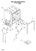 TUB AND FRAME PARTS Diagram and Parts List for TUD8750SD1  Estate Dishwasher
