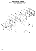 OVEN DOOR PARTS Diagram and Parts List for GBS307PRB00  Whirlpool Wall Oven