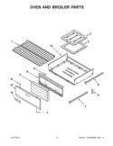 OVEN AND BROILER PARTS Diagram and Parts List for WFG114SWQ1  Whirlpool Range
