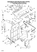 CONTROLS AND REAR PANEL Diagram and Parts List for LSQ9010LW0  Whirlpool Washer
