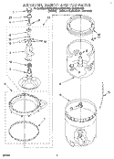 AGITATOR, BASKET AND TUB Diagram and Parts List for CAE2791AN0  Whirlpool Washer