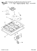 COOKTOP, BURNER AND GRATE Diagram and Parts List for SCS3614GQ0  Whirlpool Cooktop