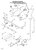 MANIFOLD PARTS Diagram and Parts List for SF303PEKT1  Whirlpool Range