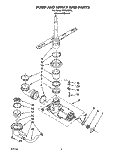 PUMP AND SPRAY ARM Diagram and Parts List for TUD5000Y4  Whirlpool Dishwasher