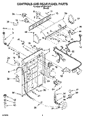 CONTROLS AND REAR PANEL PARTS Diagram and Parts List for 8TLSR6132LT1  Whirlpool Washer