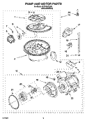 PUMP AND MOTOR PARTS Diagram and Parts List for KUDK01ILBS5  KitchenAid Dishwasher