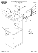 TOP AND CABINET, LITERATURE Diagram and Parts List for RAB2121KW0  Roper Washer
