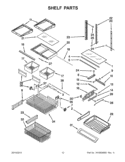 SHELF PARTS Diagram and Parts List for 5GX0FHTXAF01  Whirlpool Refrigerator