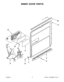INNER DOOR PARTS Diagram and Parts List for KUDC10IBBL0  KitchenAid Dishwasher