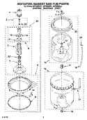 AGITATOR, BASKET AND TUB PARTS Diagram and Parts List for GST9630PL1  Whirlpool Washer