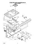 COOKTOP AND MANIFOLD, LIT/OPTIONAL Diagram and Parts List for SF0100SYN0  Whirlpool Range