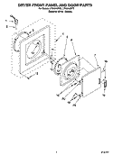 DRYER FRONT PANEL AND DOOR PARTS Diagram and Parts List for LTG5243DT6  Whirlpool Washer Dryer Combo