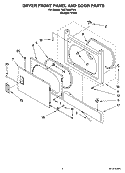 DRYER FRONT PANEL AND DOOR PARTS Diagram and Parts List for YMET3800TW0  Whirlpool Washer Dryer Combo