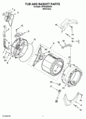 Tub And Basket Parts, Optional Parts (Not Included) Diagram and Parts List for WFW8300SW05  Whirlpool Washer