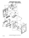 DISPENSER FRONT PARTS Diagram and Parts List for KSSS36QTB04  KitchenAid Refrigerator