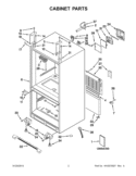 CABINET PARTS Diagram and Parts List for KBFS25EWWH9  KitchenAid Refrigerator