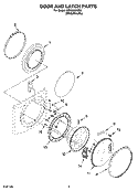 DOOR AND LATCH PARTS Diagram and Parts List for WFW8500SR0  Whirlpool Washer