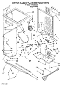 DRYER CABINET AND MOTOR PARTS Diagram and Parts List for YLTE6234DQ6  Whirlpool Washer Dryer Combo