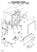 TUB ASSEMBLY PARTS Diagram and Parts List for DU915PWPS0  Whirlpool Dishwasher
