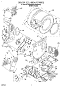 DRYER BULKHEAD Diagram and Parts List for LTE5243BW2  Whirlpool Washer Dryer Combo