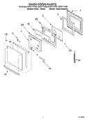 OVEN DOOR Diagram and Parts List for GBS277PDB9  Whirlpool Wall Oven