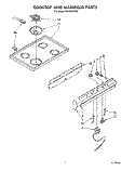 COOKTOP AND MANIFOLD Diagram and Parts List for RF0100XRW0  Whirlpool Range