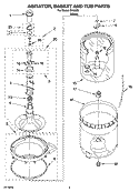 AGITATOR, BASKET AND TUB PARTS Diagram and Parts List for IK45000  Inglis Washer
