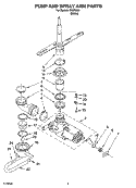 PUMP AND SPRAY ARM PARTS Diagram and Parts List for IPU25360  Inglis Dishwasher