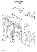 CABINET PARTS Diagram and Parts List for YWED6200SW1  Whirlpool Dryer