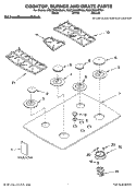 COOKTOP, BURNER AND GRATE PARTS Diagram and Parts List for KGCC505HBT04  KitchenAid Cooktop