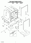 TUB AND FRAME PARTS Diagram and Parts List for KUDS50SVBL0  KitchenAid Dishwasher
