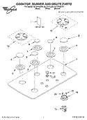 COOKTOP, BURNER AND GRATE PARTS Diagram and Parts List for GLT3615LB01  Whirlpool Cooktop