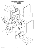 TUB AND FRAME PARTS Diagram and Parts List for KUDU03FTPA0  KitchenAid Dishwasher
