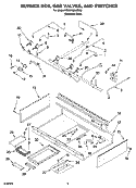 BURNER BOX, GAS VALVES, AND SWITCHES Diagram and Parts List for KDRP462LSS08  KitchenAid Range