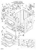 CABINET Diagram and Parts List for GEC9858EZ0  Whirlpool Dryer