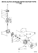 BRAKE, CLUTCH, GEARCASE, MOTOR AND PUMP PARTS Diagram and Parts List for IL45000  Inglis Washer