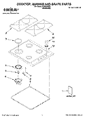 COOKTOP, BURNER AND GRATE PARTS Diagram and Parts List for ICS304SM00  Whirlpool Cooktop