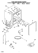 TUB AND FRAME PARTS Diagram and Parts List for GU1200XTLB2  Whirlpool Dishwasher