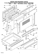 DOOR AND DRAWER Diagram and Parts List for KERC607HBL8  KitchenAid Range