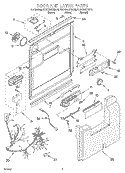 DOOR AND LATCH Diagram and Parts List for KUDC25CHBL0  KitchenAid Dishwasher