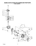 BRAKE, CLUTCH, GEARCASE, MOTOR & PUMP Diagram and Parts List for 6LA9320XTW1  Whirlpool Washer