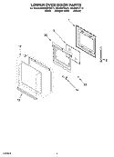 LOWER OVEN DOOR Diagram and Parts List for RBD305PDB13  Whirlpool Wall Oven