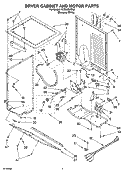DRYER CABINET AND MOTOR PARTS Diagram and Parts List for YLTE6234DQ3  Whirlpool Washer Dryer Combo
