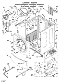 CABINET PARTS Diagram and Parts List for YGEW9200LW2  Whirlpool Dryer