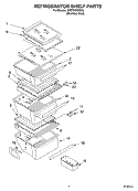 REFRIGERATOR SHELF PARTS Diagram and Parts List for GD5THGXKS03  Whirlpool Refrigerator