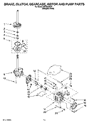BRAKE, CLUTCH, GEARCASE, MOTOR AND PUMP PARTS Diagram and Parts List for WET3300SQ1  Whirlpool Washer Dryer Combo