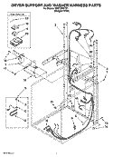 DRYER SUPPORT AND WASHER HARNESS PARTS Diagram and Parts List for YMET3800TW1  Whirlpool Washer Dryer Combo